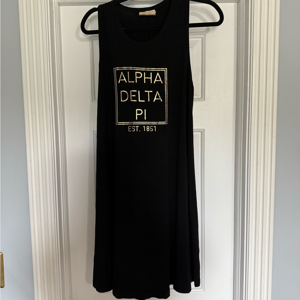 Revelry Black Alpha Delta Pi Sleeveless Tank Dress